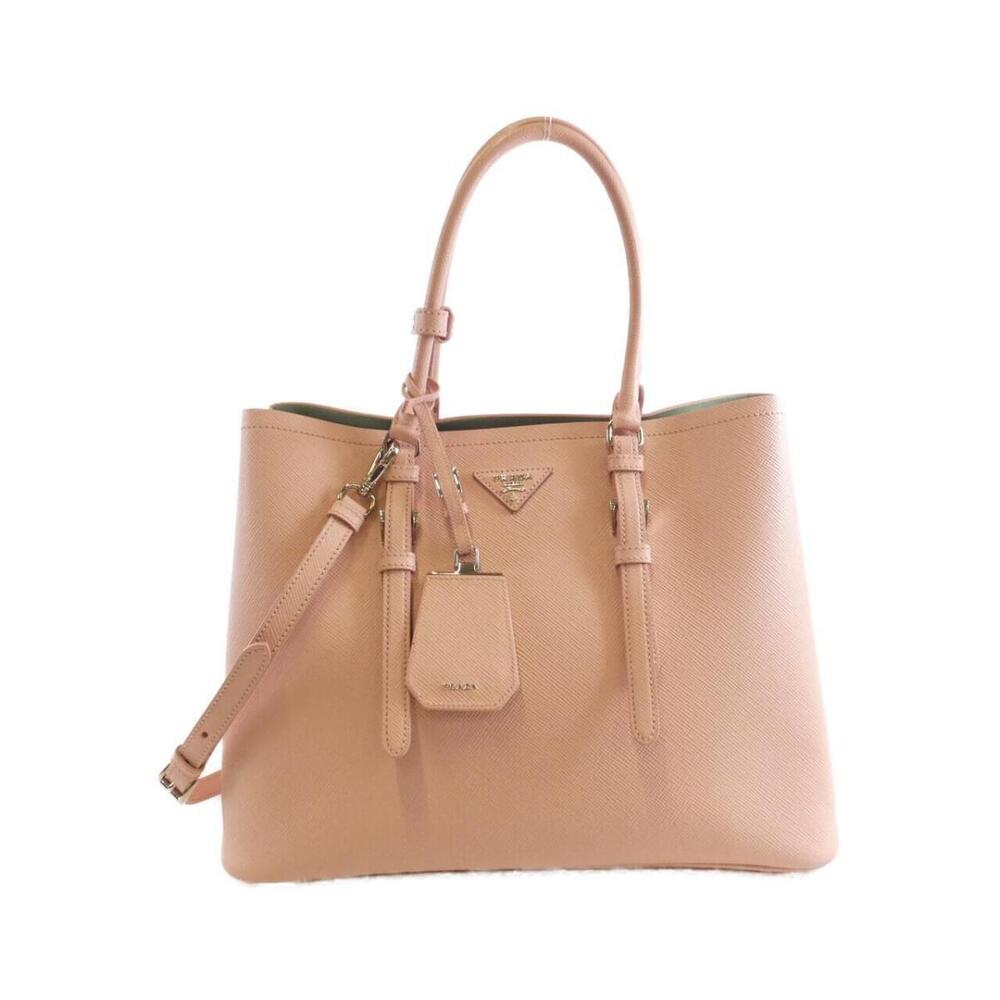 Prada Saffiano Leather Double Tote Bag shoulder Leather Pink